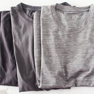 Lot of 3 Gray Dry Fit Athletic Running Gym T-Shirt Tech Shirts Mens Size Small